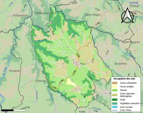 Carte en couleurs présentant l'occupation des sols.