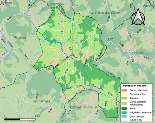 Carte en couleurs présentant l'occupation des sols.