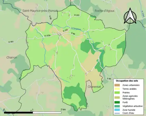 Carte en couleurs présentant l'occupation des sols.
