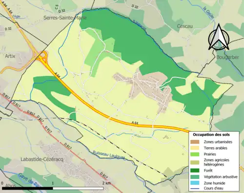 Carte en couleurs présentant l'occupation des sols.
