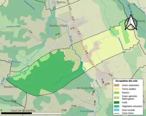 Carte en couleurs présentant l'occupation des sols.
