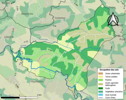 Carte en couleurs présentant l'occupation des sols.