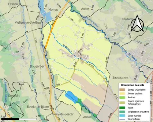 Carte en couleurs présentant l'occupation des sols.