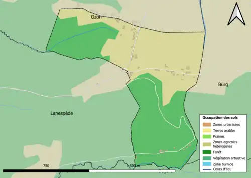Carte en couleurs présentant l'occupation des sols.