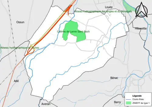 Carte de la ZNIEFF de type 1 dans la commune.