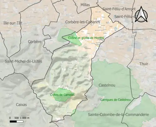 Carte des ZNIEFF de type 1 sur la commune.