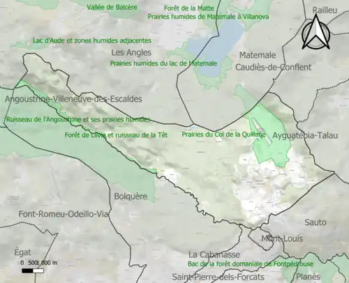 Carte des ZNIEFF de type 1 sur la commune.
