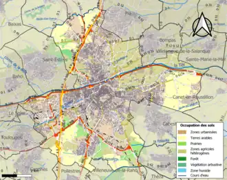 Carte en couleurs présentant l'occupation des sols.