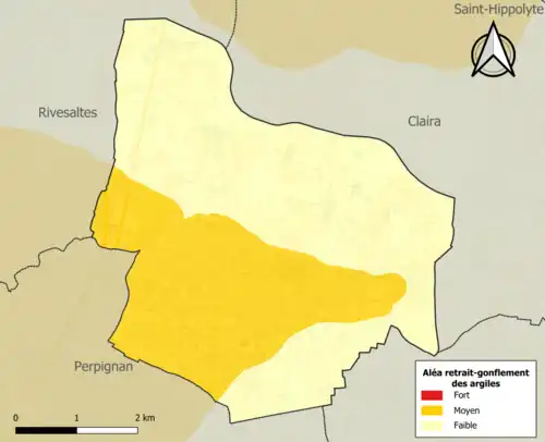 Carte des zones d'aléa retrait-gonflement des argiles.