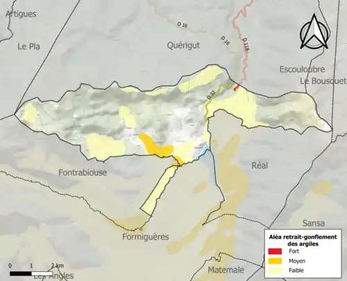 Carte des zones d'aléa retrait-gonflement des argiles.