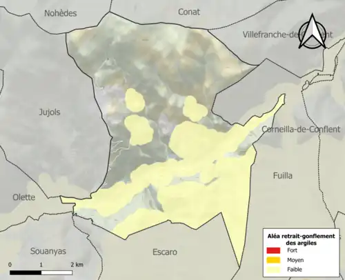Carte des zones d'aléa retrait-gonflement des argiles.