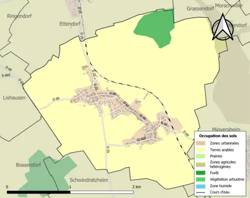 Carte en couleurs présentant l'occupation des sols.