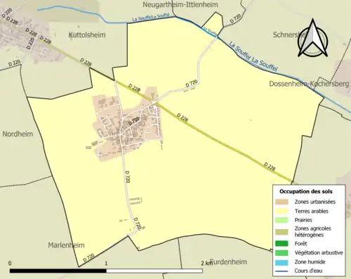 Carte en couleurs présentant l'occupation des sols.