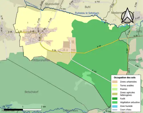 Carte en couleurs présentant l'occupation des sols.