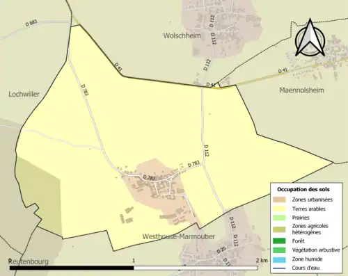 Carte en couleurs présentant l'occupation des sols.