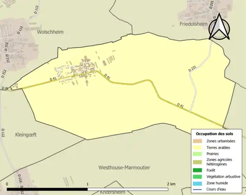 Carte en couleurs présentant l'occupation des sols.