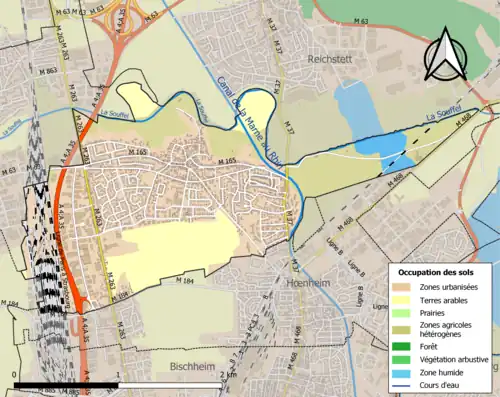 Carte en couleurs présentant l'occupation des sols.