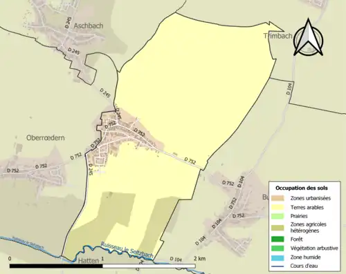 Carte en couleurs présentant l'occupation des sols.