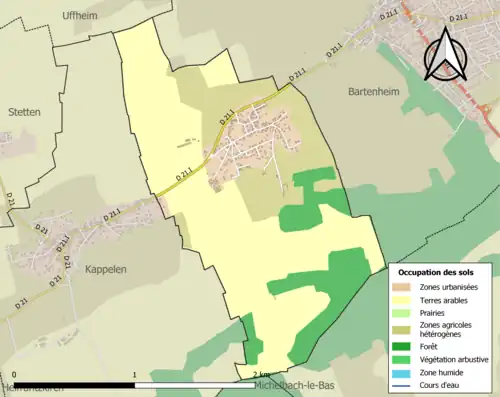 Carte en couleurs présentant l'occupation des sols.