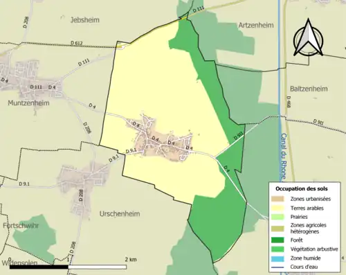 Carte en couleurs présentant l'occupation des sols.
