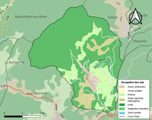 Carte en couleurs présentant l'occupation des sols.