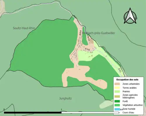 Carte en couleurs présentant l'occupation des sols.