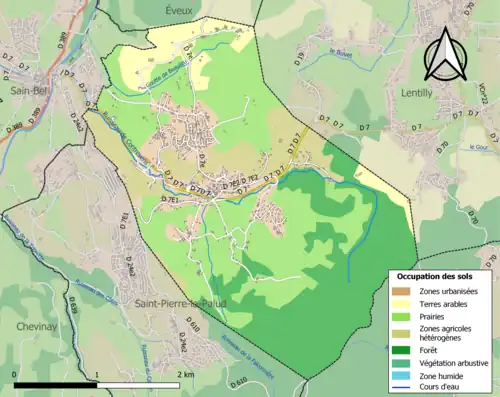 Carte en couleurs présentant l'occupation des sols.