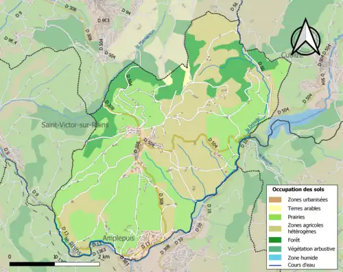 Carte en couleurs présentant l'occupation des sols.