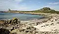 Les rochers de la pointe de Beg an Tour vus depuis la plage du Verlen.