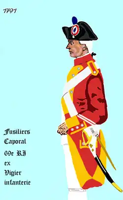 69e régiment d’infanterie de 1791 à 1792