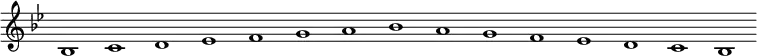 
\new Staff {
  \relative c' {
    \key bes \major
    \override Staff.TimeSignature #'stencil = ##f
    \override Staff.BarLine #'stencil = ##f
     bes1 c d es f g a bes a g f es d c bes
  }
}
\midi {
  \context {
    \Score
    tempoWholesPerMinute = #(ly:make-moment 120 1)
  }
}
