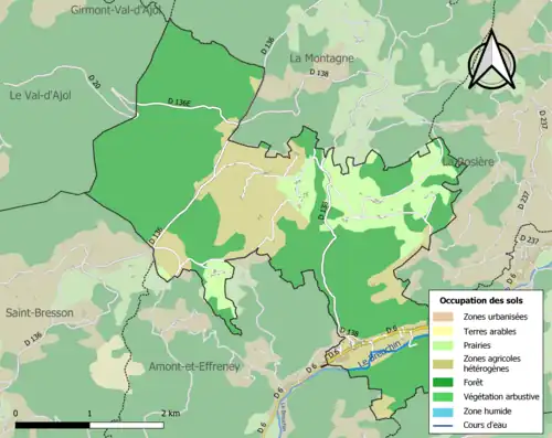 Carte en couleurs présentant l'occupation des sols.