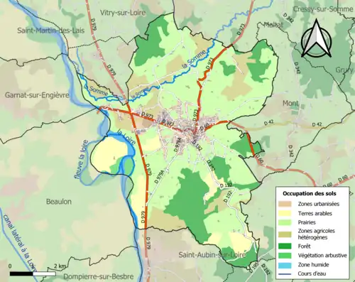 Carte en couleurs présentant l'occupation des sols.