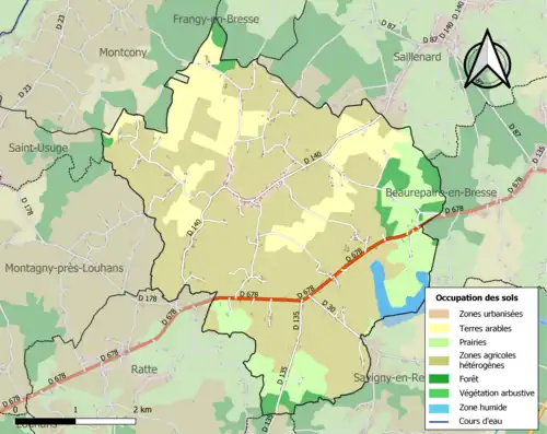Carte en couleurs présentant l'occupation des sols.