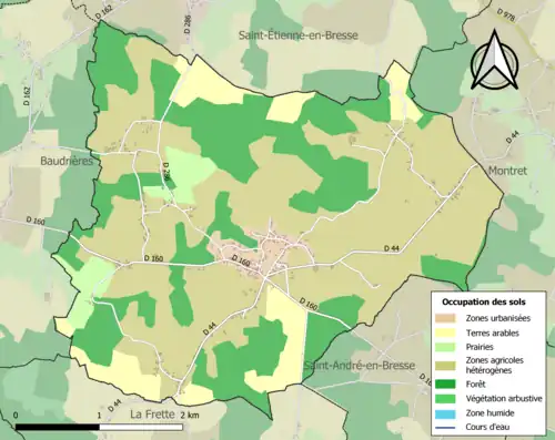 Carte en couleurs présentant l'occupation des sols.