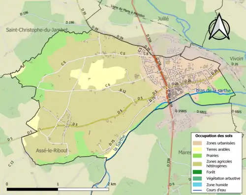 Carte en couleurs présentant l'occupation des sols.