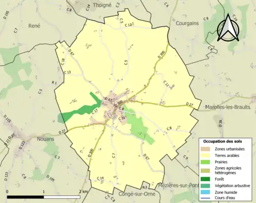 Carte en couleurs présentant l'occupation des sols.