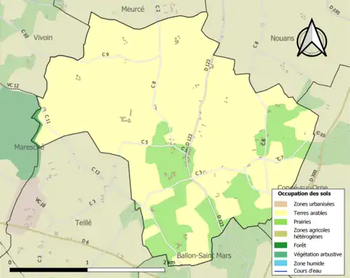 Carte en couleurs présentant l'occupation des sols.