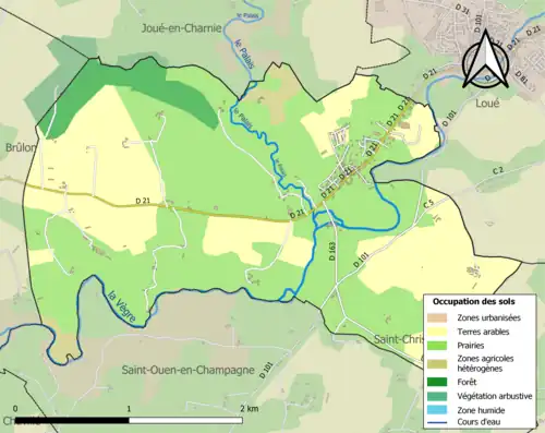 Carte en couleurs présentant l'occupation des sols.