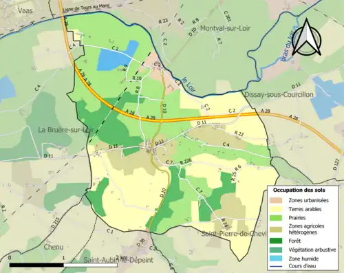 Carte en couleurs présentant l'occupation des sols.