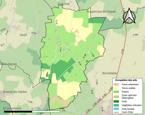 Carte en couleurs présentant l'occupation des sols.