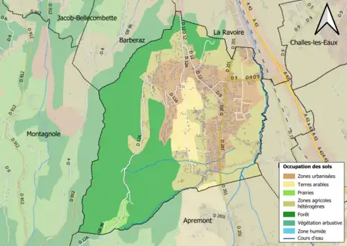 Carte en couleurs présentant l'occupation des sols.