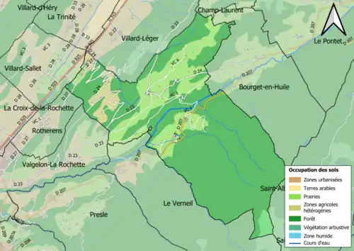 Carte en couleurs présentant l'occupation des sols.