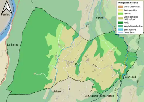 Carte en couleurs présentant l'occupation des sols.