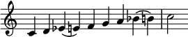 {
\override Score.TimeSignature #'stencil = ##f
\relative c' {
\clef treble \time 9/4
c4 d es( e) f g a bes( b) c2
} }