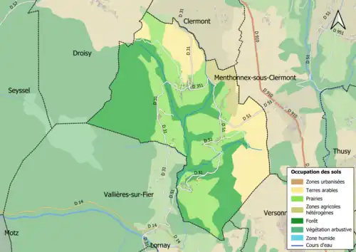 Carte en couleurs présentant l'occupation des sols.