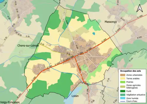 Carte en couleurs présentant l'occupation des sols.