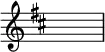 {\key d\major\override Staff.TimeSignature.stencil=##f \skip 1}\layout {indent = #0 line-width = #26 ragged-last = ##f}