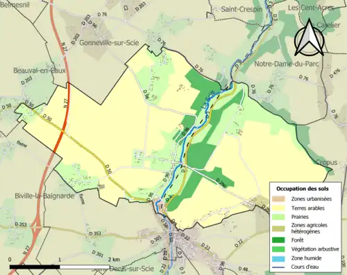 Carte en couleurs présentant l'occupation des sols.