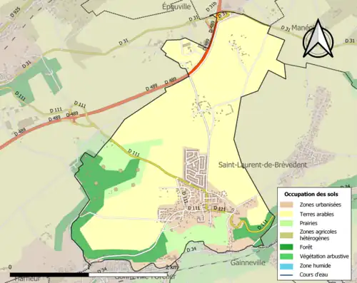 Carte en couleurs présentant l'occupation des sols.